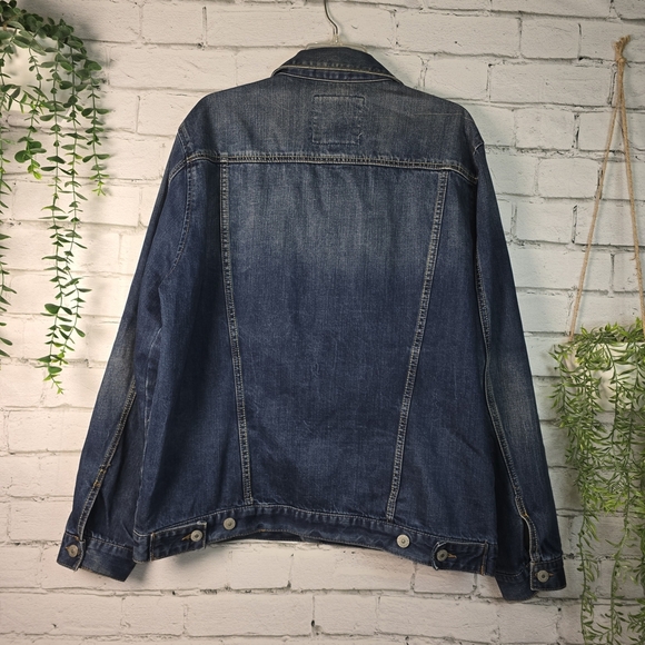 VINTAGE ROEBUCK AND CO DENIUM JACKET DISTRESSED MENS SIZE XL EUC - Picture 2 of 6